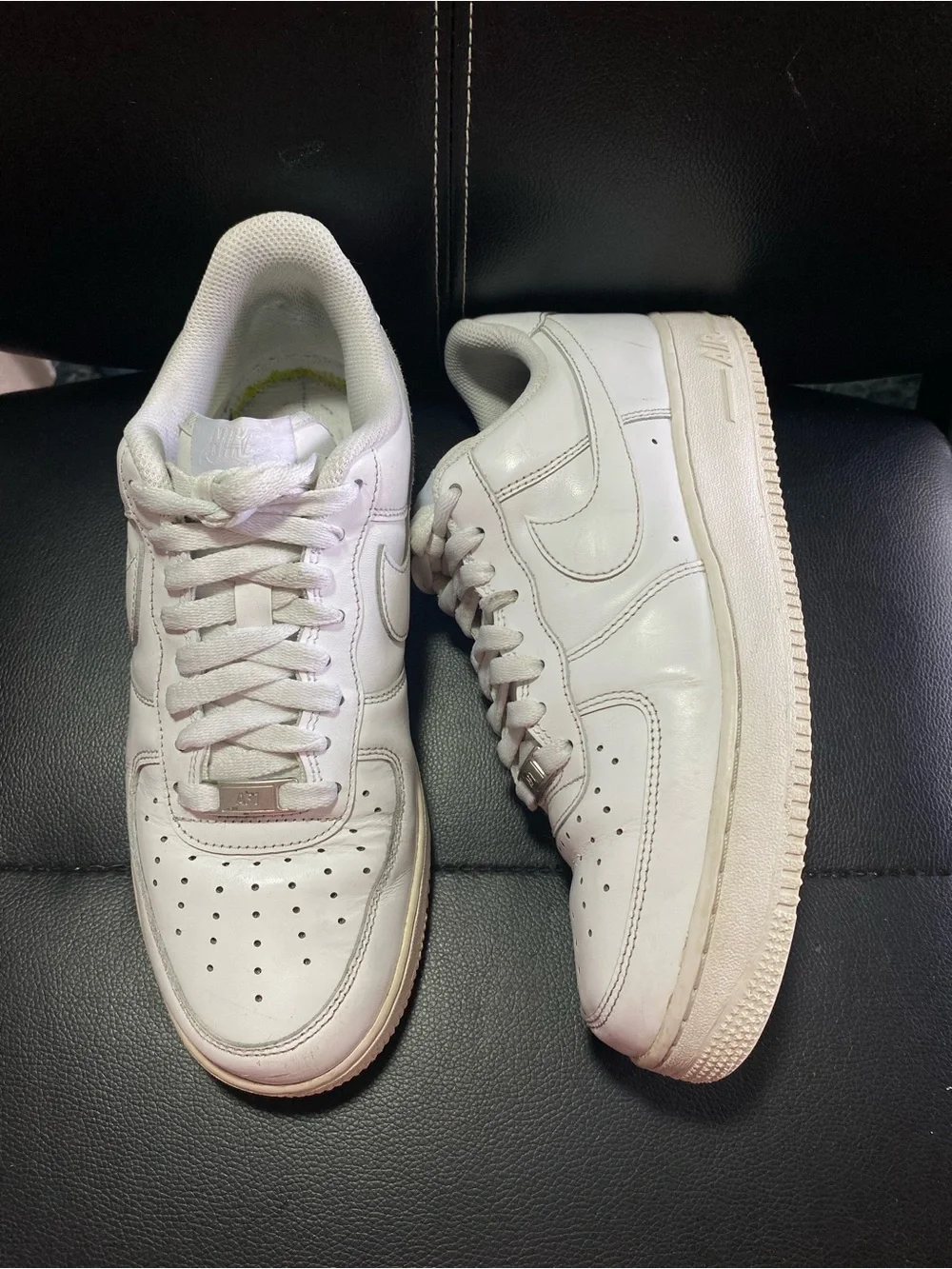 Men’s Nike Air Force 1 Low-Top Leather Sneakers Classic White Size 8